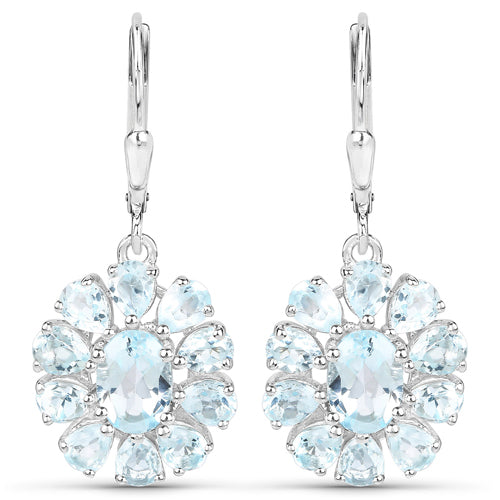 14.02 Carat Genuine Blue Topaz and White Topaz .925 Sterling Silver 3 Piece Jewelry Set Ring, Earrings, and Pendant w/ Chain on sale at MyriadMart