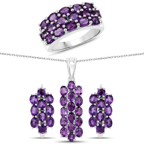 8.32 Carat Genuine Amethyst .925 Sterling Silver Jewelry Set on sale at MyriadMart