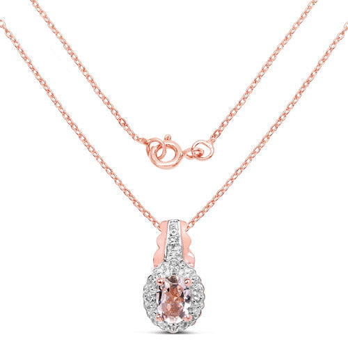 2.28 Carat Genuine Morganite and White Topaz .925 Sterling Silver 3 Piece Jewelry Set Ring, Earrings, and Pendant w/ Chain on sale at MyriadMart