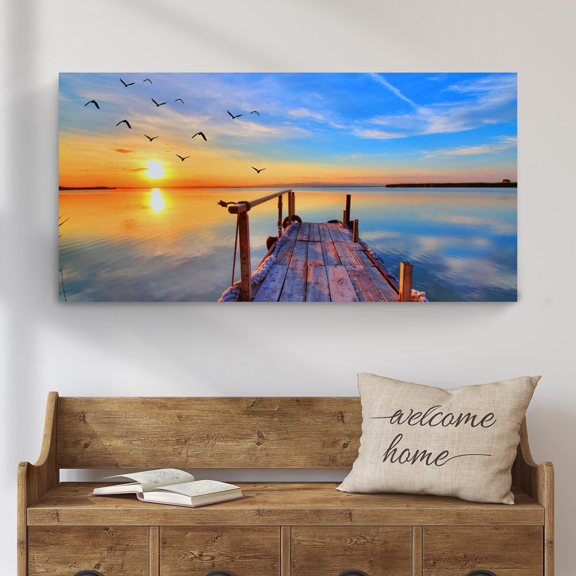 Dock Sunset View Canvas Wall Art on sale at MyriadMart