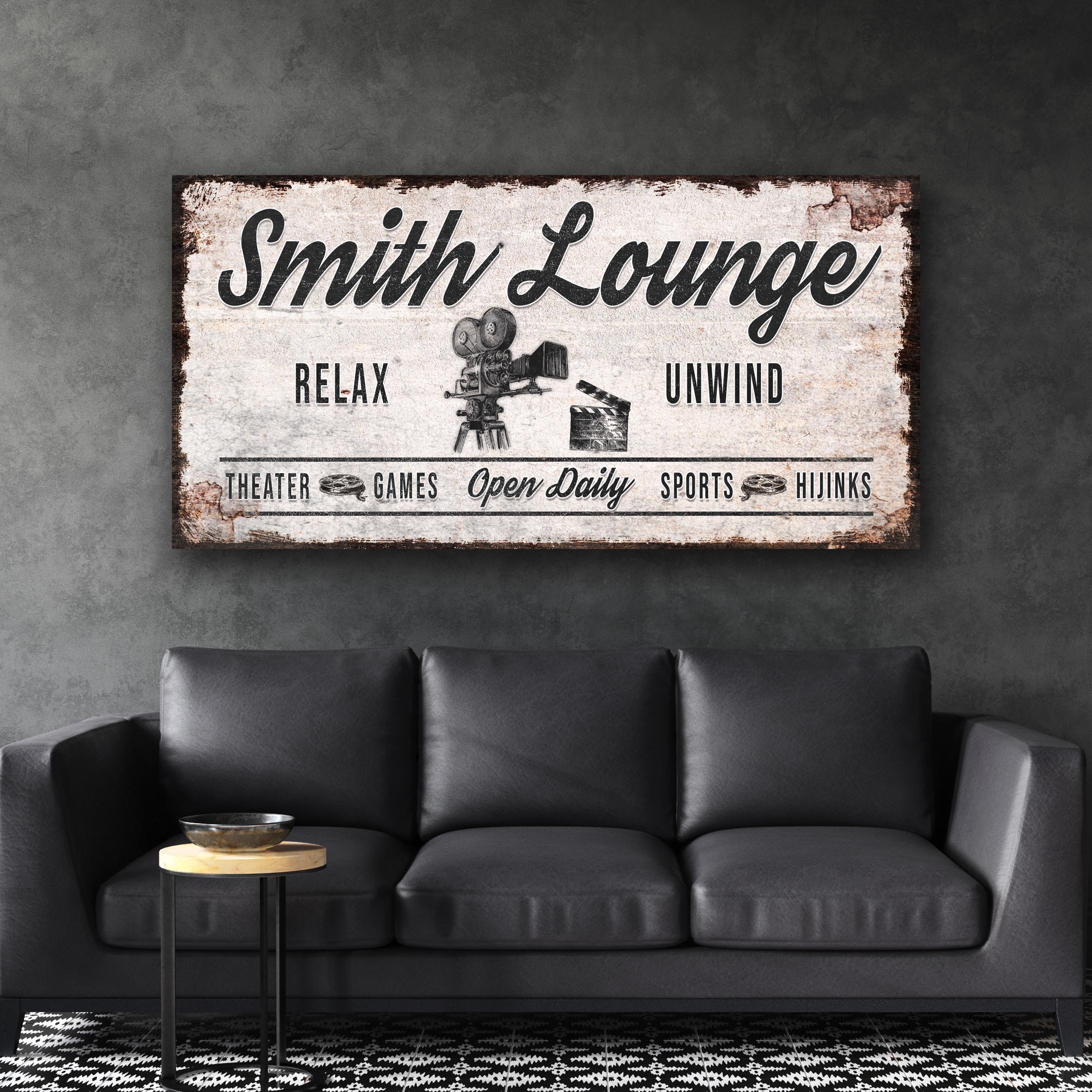 Relax Unwind Theatre Lounge Sign on sale at MyriadMart