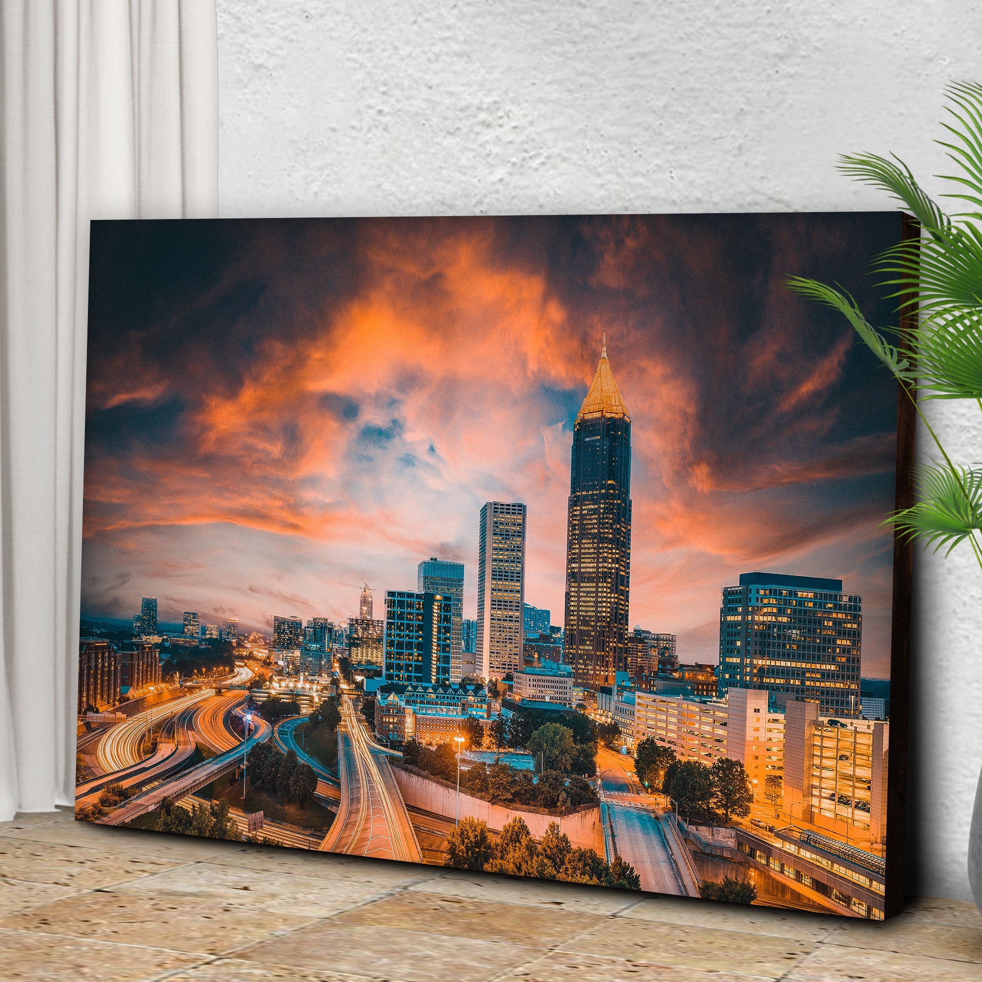 Atlanta City Night Skyline Canvas Wall Art on sale at MyriadMart