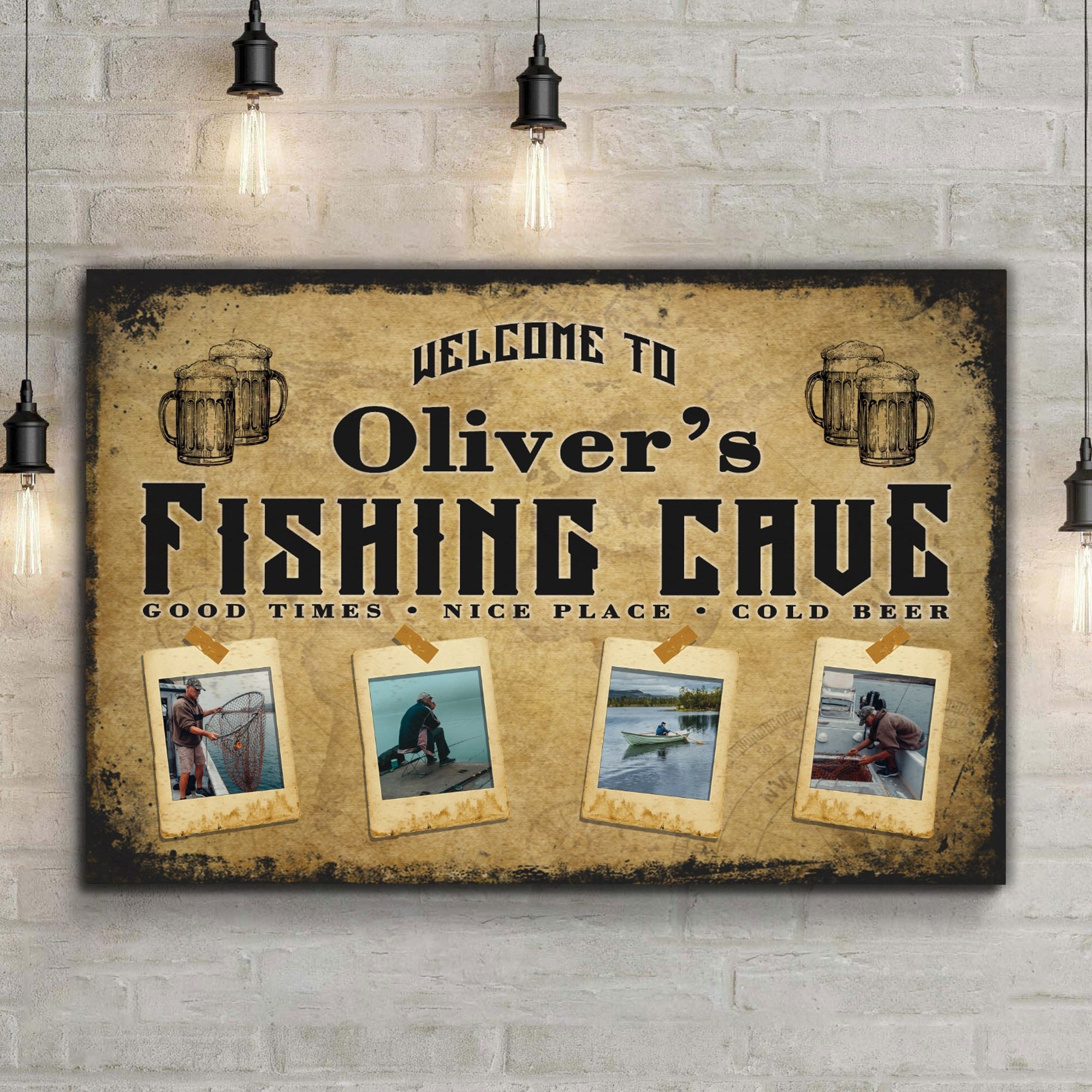 Welcome Fishing Cave Sign on sale at MyriadMart