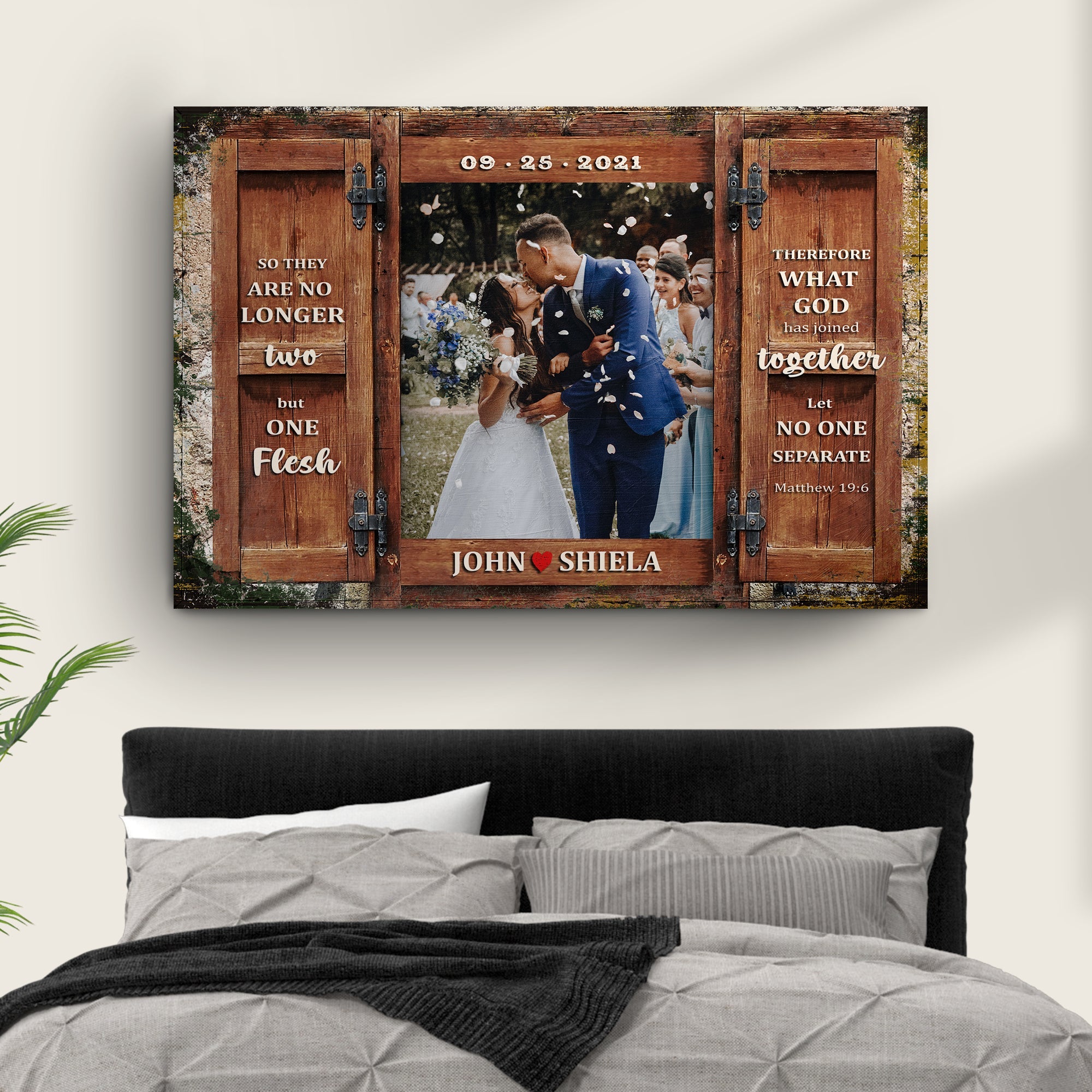 Matthew 19:6 - So They Are No Longer Two, But One Flesh Sign II on sale at MyriadMart