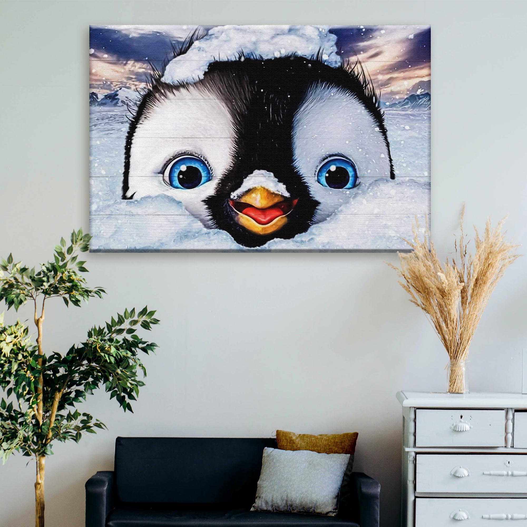 Penguin Peekaboo Painting Canvas Wall Art on sale at MyriadMart
