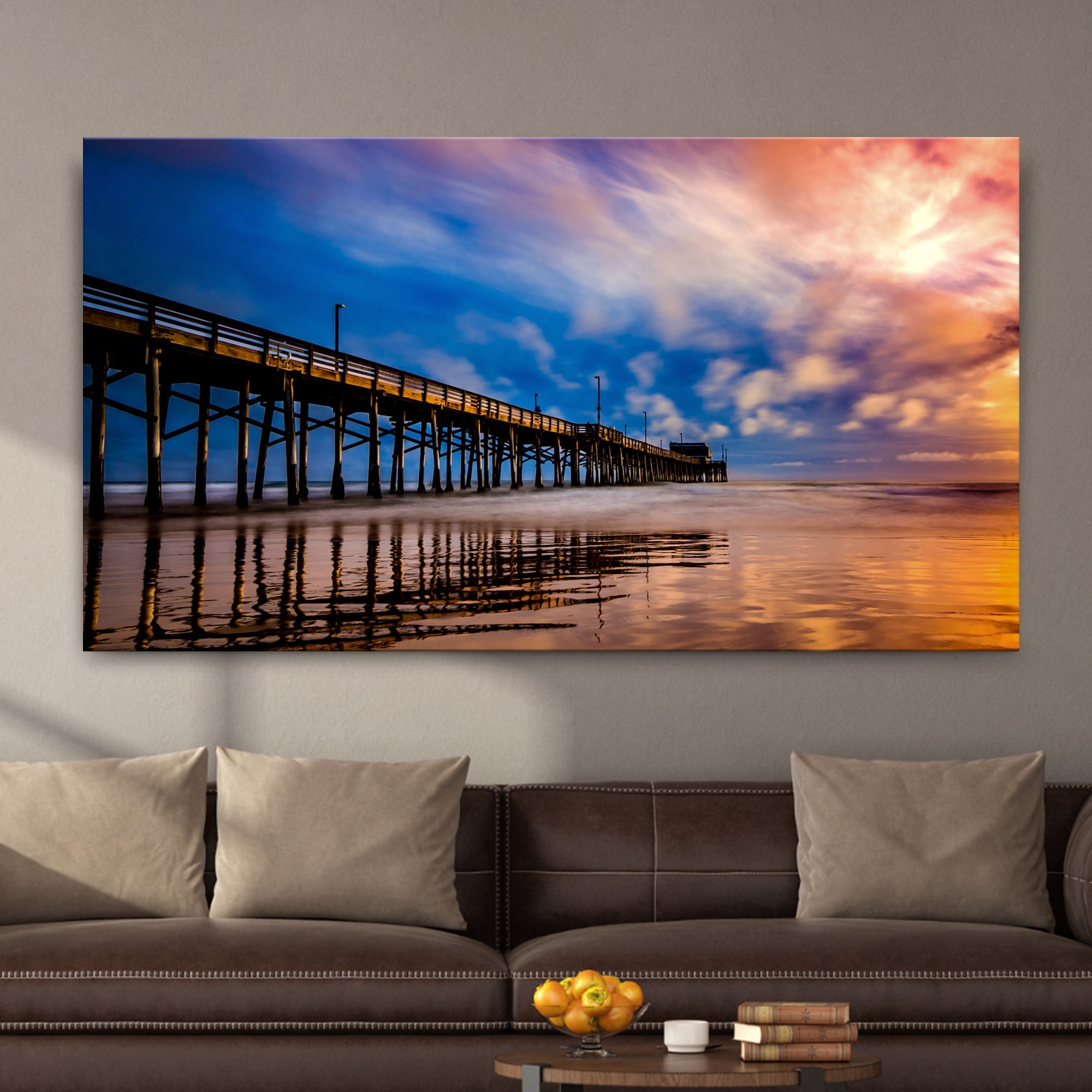 Beach Pier & Ocean Horizon Canvas Wall Art on sale at MyriadMart