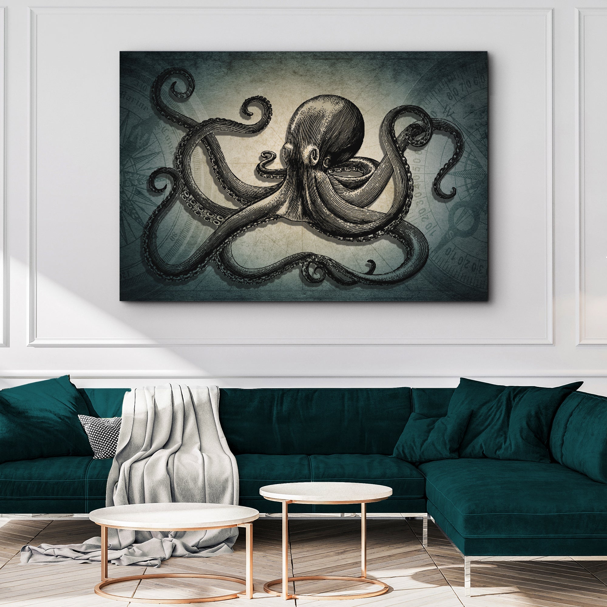 Octopus Coastal Canvas Wall Art on sale at MyriadMart
