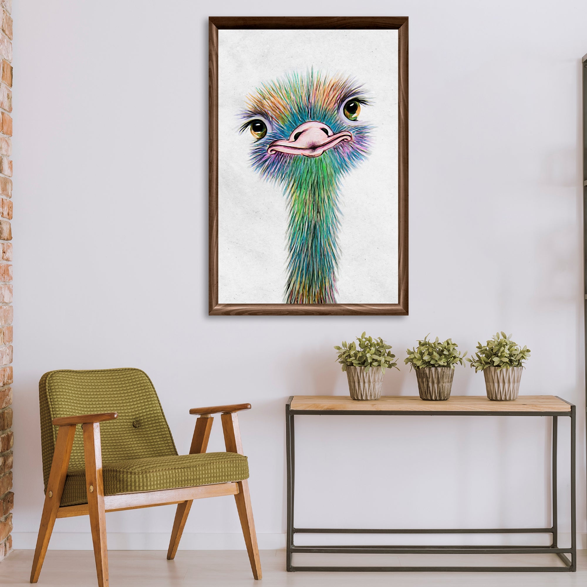 Watercolor Ostrich Canvas Wall Art II on sale at MyriadMart