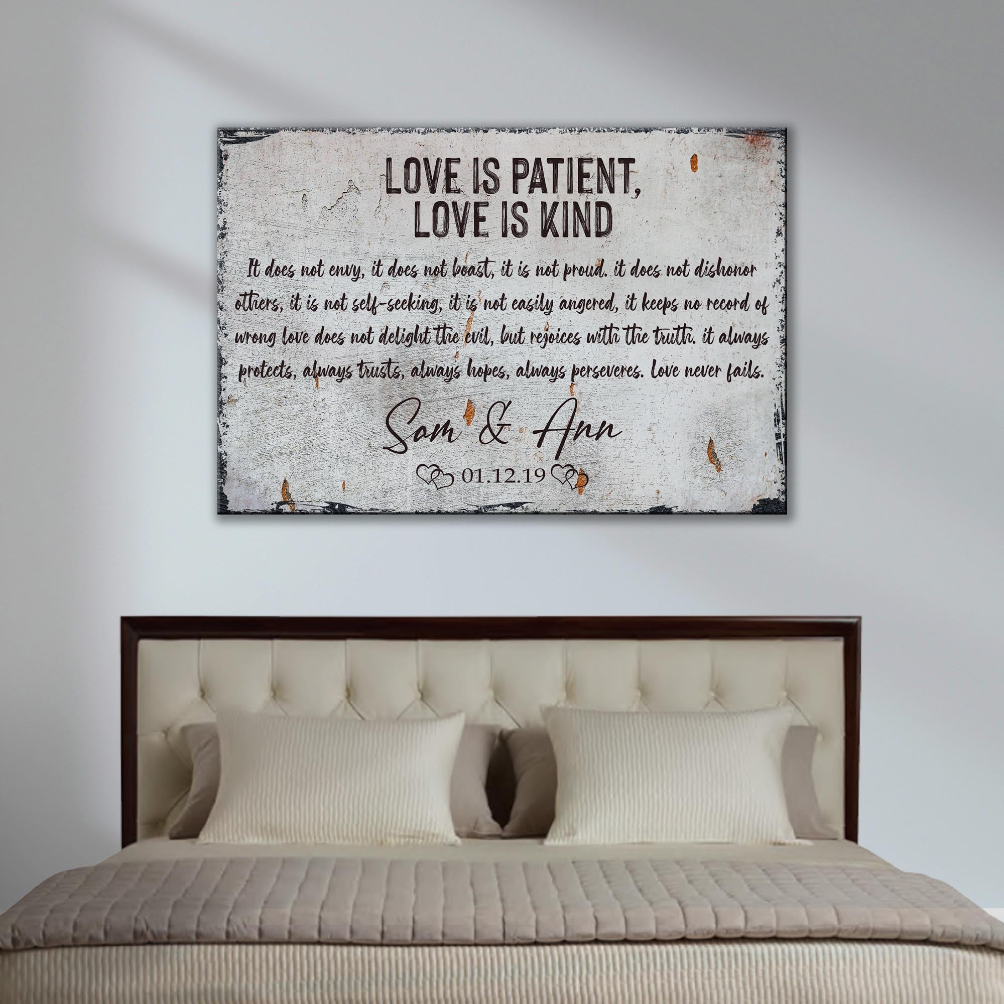 Love Is Patient, Love Is Kind Sign on sale at MyriadMart