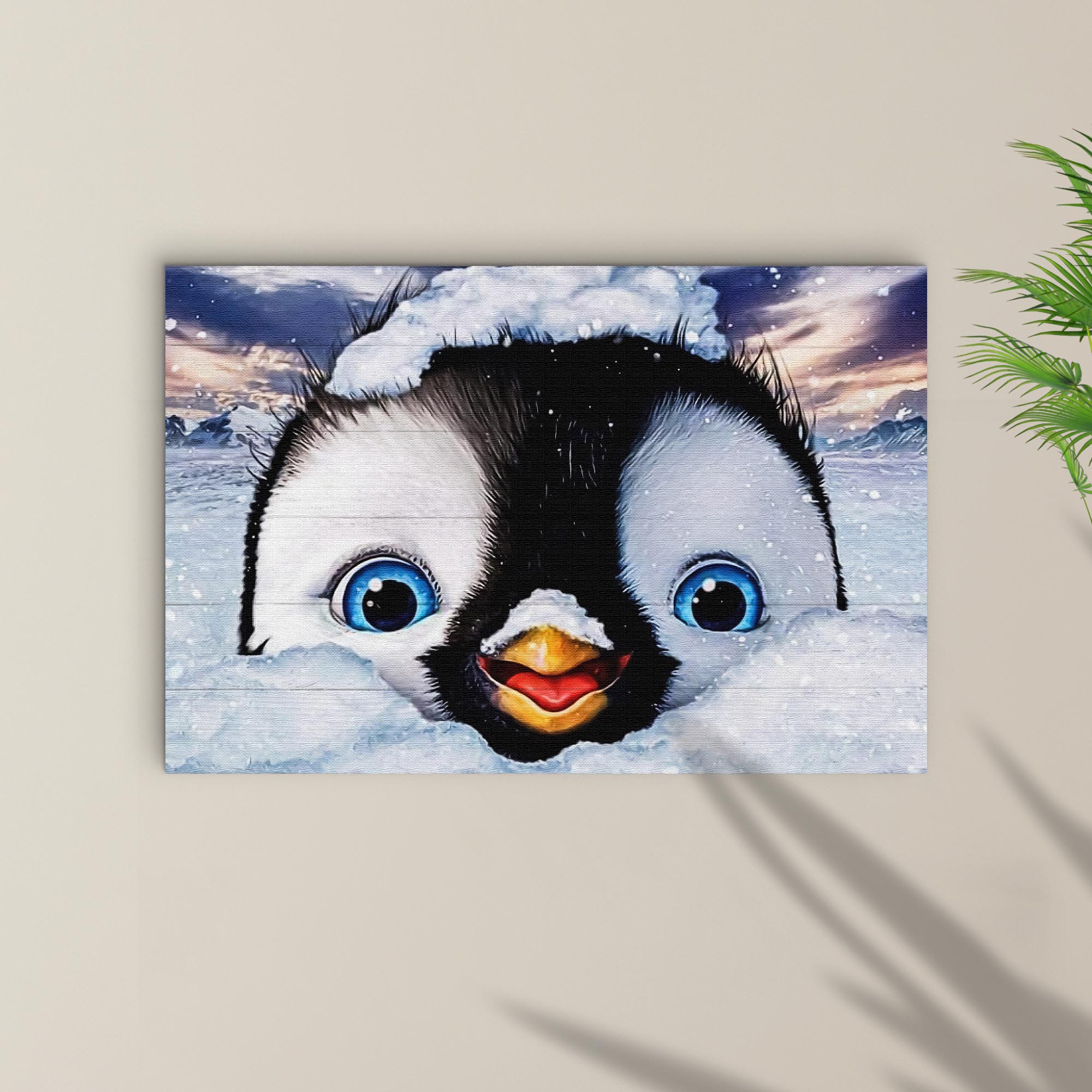 Penguin Peekaboo Painting Canvas Wall Art on sale at MyriadMart