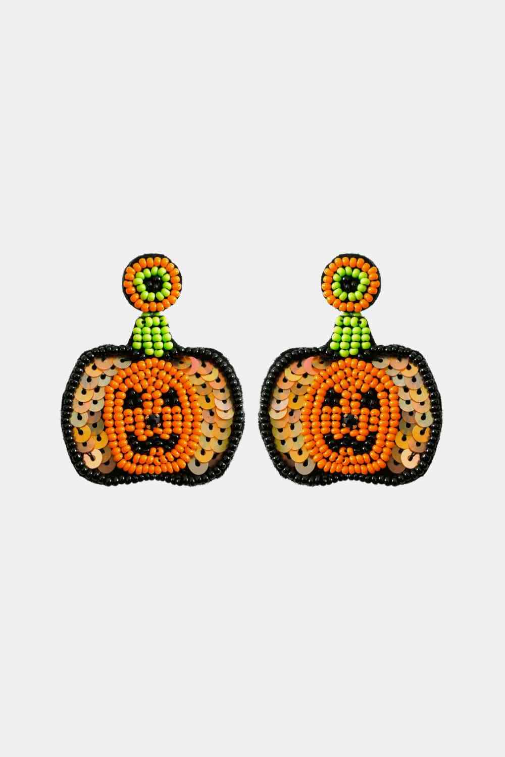 Pumpkin Shape Beaded Dangle Earrings, MyriadMart