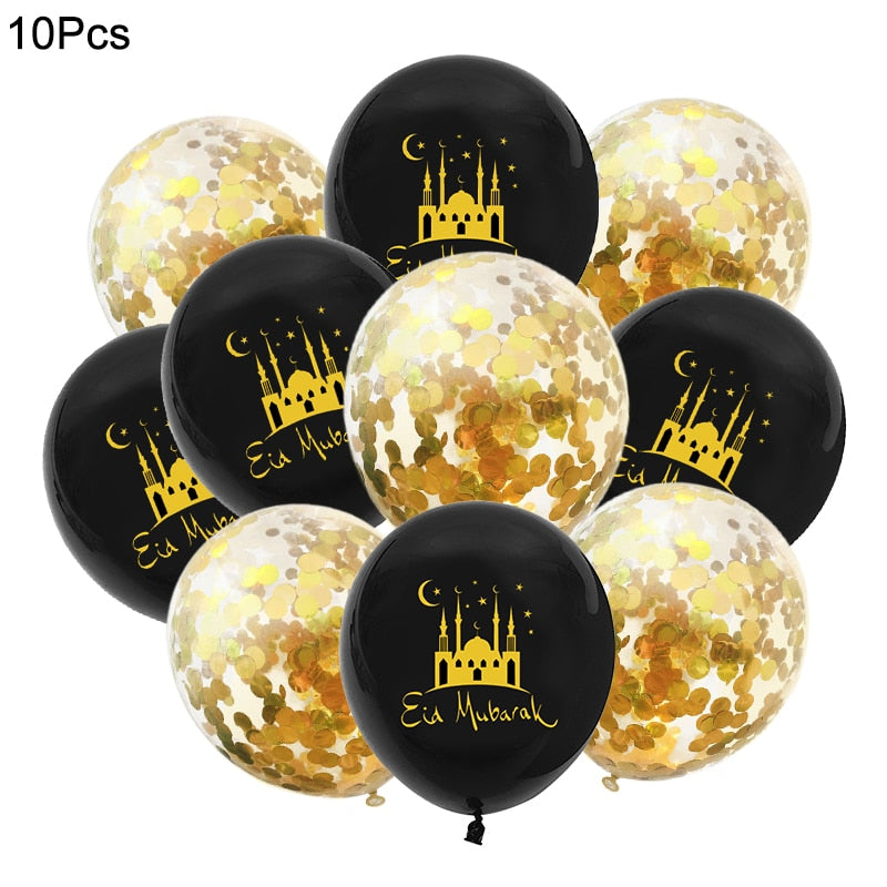 10Pcs Eid Mubarak Latex Balloon Ramadan Kareem Decoration Air Globos Ramadan Mubarak Muslim Islamic Festival Party Supplies 2023