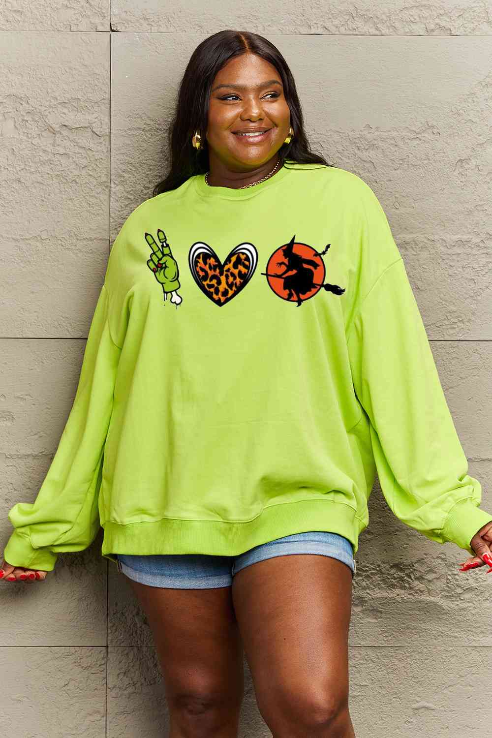 Simply Love Full Size Drop Shoulder Graphic Sweatshirt, MyriadMart