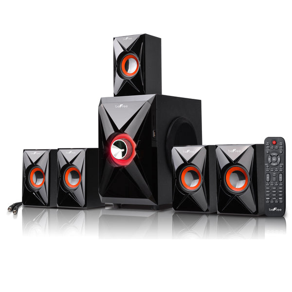 beFree Sound 5.1 Channel Bluetooth Surround Sound Speaker System in Orange - MyriadMart
