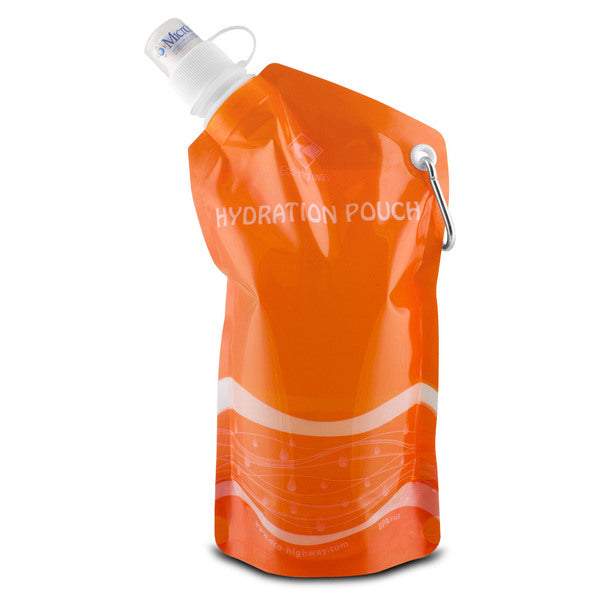 Eco-Highway Hydration Pouch: Collapsible, Reusable 20oz Water Bottle (Orange)