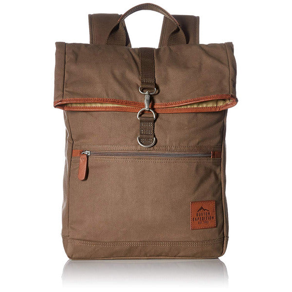 Buxton Men's Expedition II Huntington Gear Fold-Over Canvas Backpack Olive