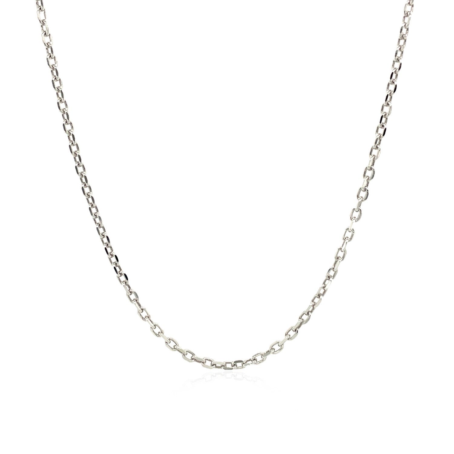 Sterling Silver Rhodium Plated Cable Chain 1.5mm on sale at MyriadMart