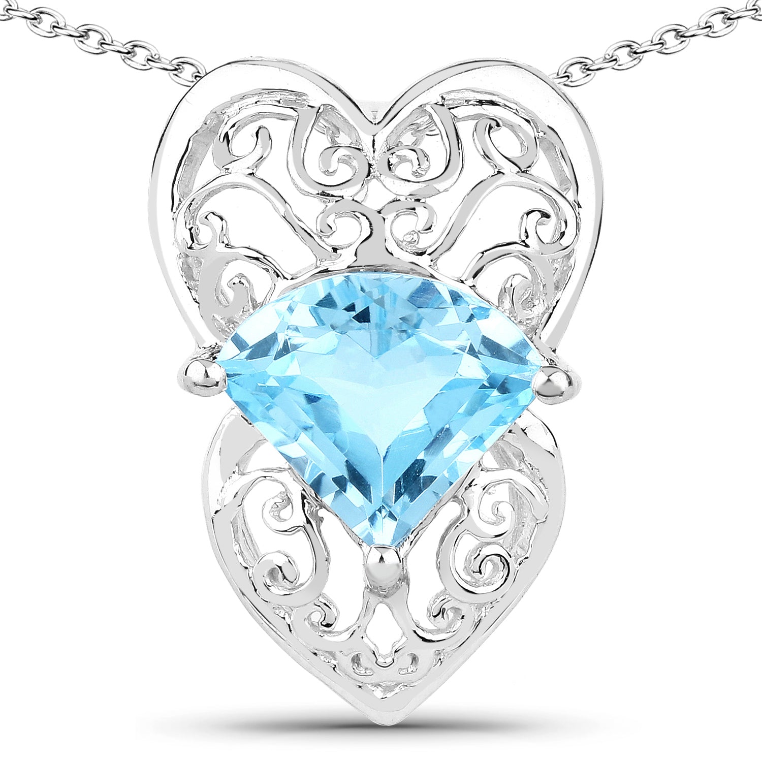 4.65 Carat Genuine Swiss Blue Topaz .925 Sterling Silver Pendant on sale at MyriadMart