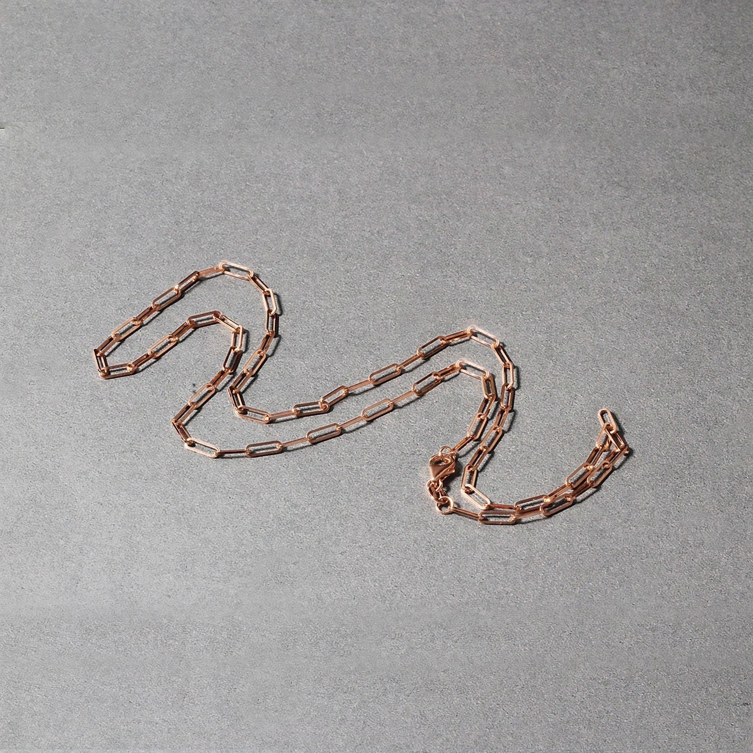 14K Rose Gold Delicate Paperclip Chain 2.1mm on sale at MyriadMart