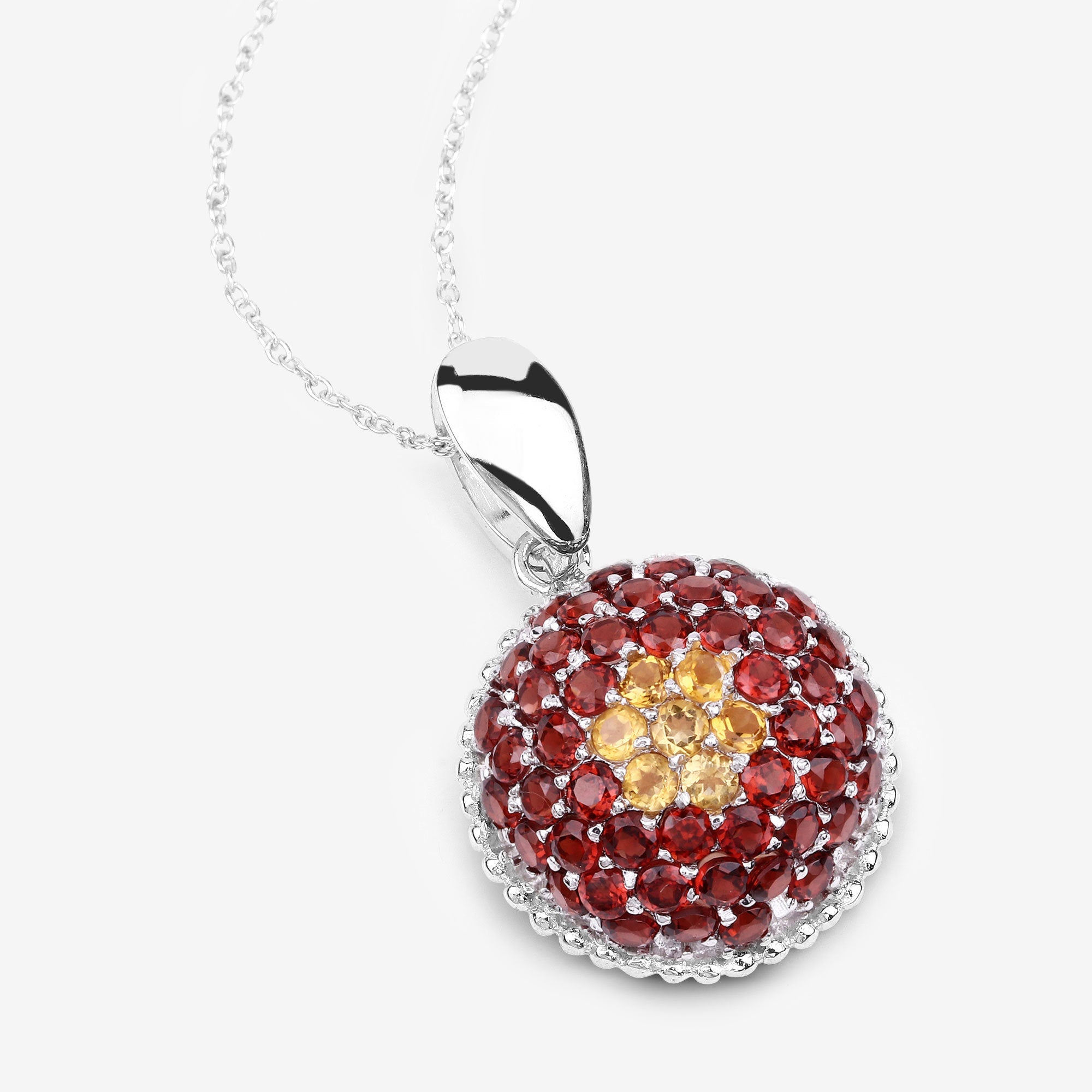 4.57 Carat Genuine Citrine and Garnet .925 Sterling Silver Pendant on sale at MyriadMart