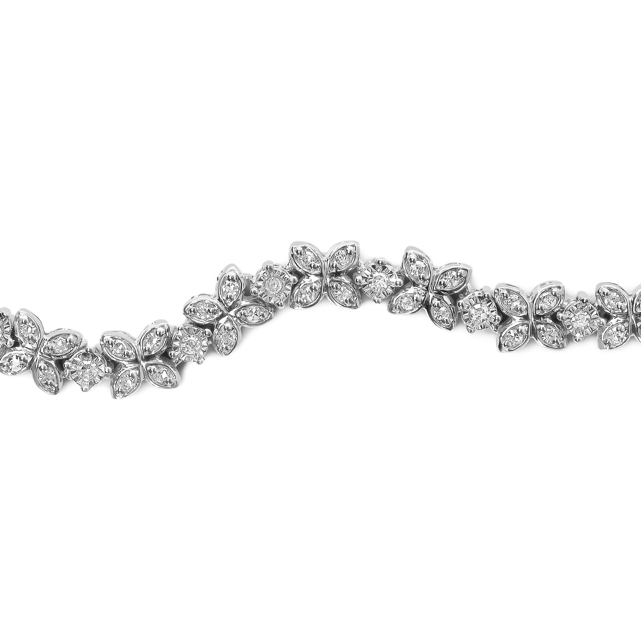 .925 Sterling Silver 1/4 Cttw Diamond Marquise Shaped Link 4"-10" Adjustable Bolo Bracelet I-J Color, I1-I2 Clarity on sale at MyriadMart