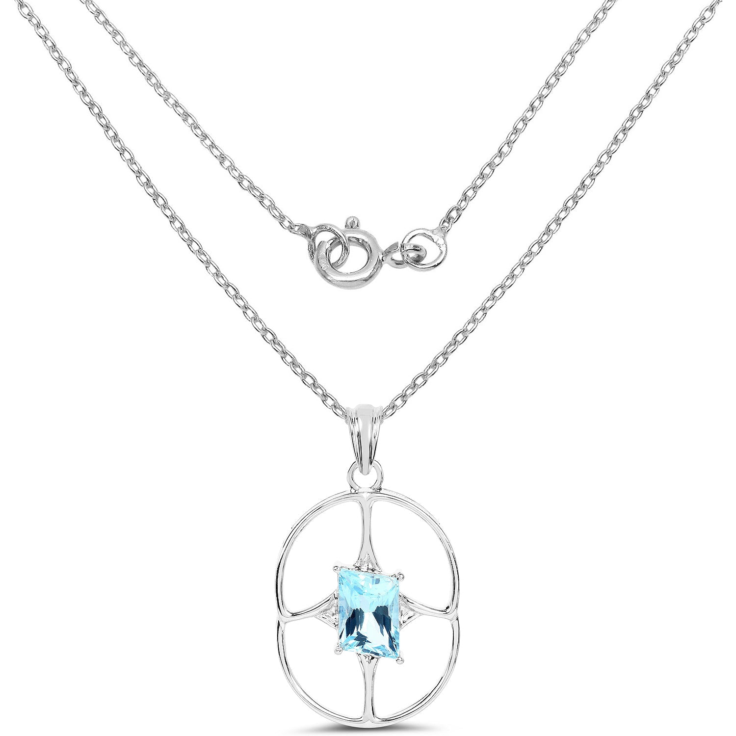 5.26 Carat Genuine Swiss Blue Topaz .925 Sterling Silver Pendant on sale at MyriadMart