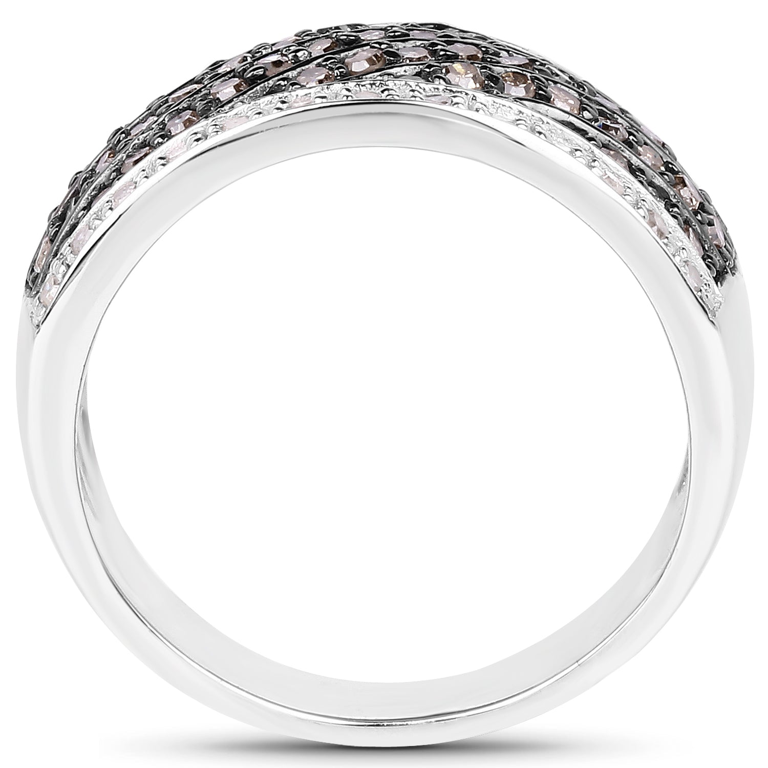 0.87 Carat Genuine Champagne Diamond and White Diamond .925 Sterling Silver Ring on sale at MyriadMart