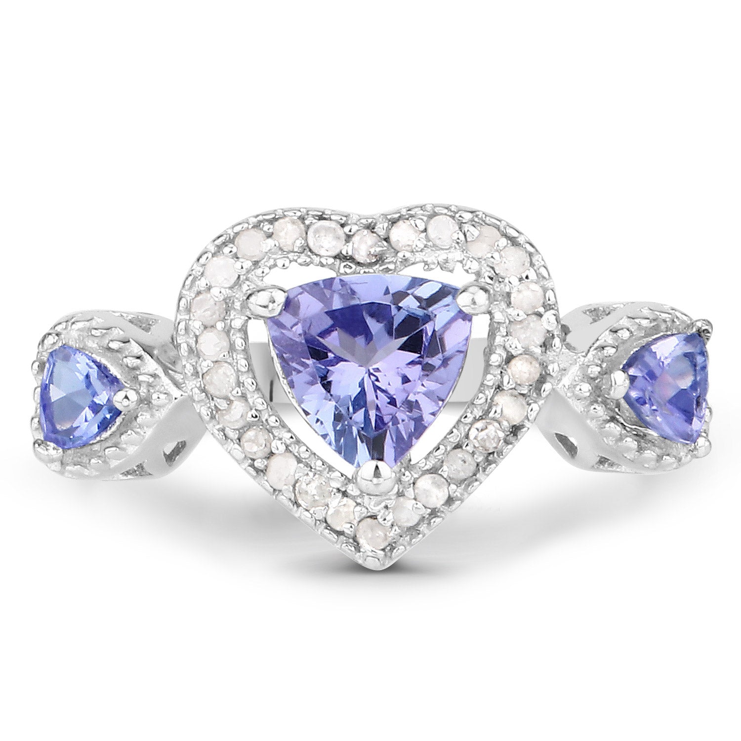 1.09 Carat Genuine Tanzanite and White Diamond .925 Sterling Silver Ring on sale at MyriadMart