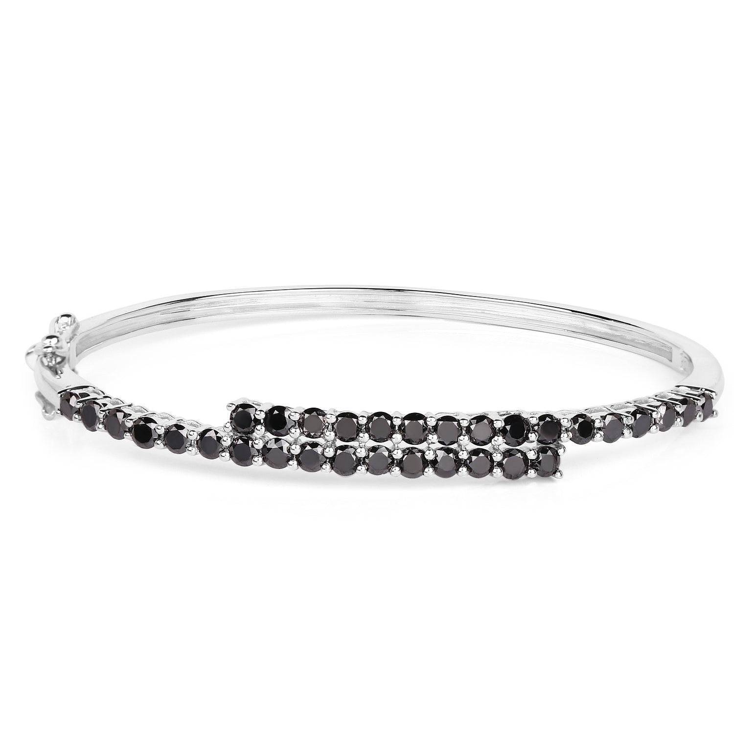 4.00 Carat Genuine Black Diamond .925 Sterling Silver Bangle on sale at MyriadMart