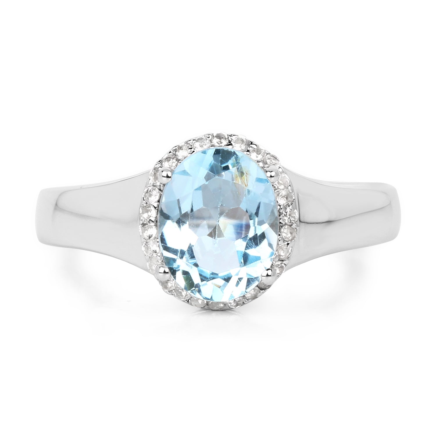 2.63 Carat Genuine Blue Topaz and White Topaz .925 Sterling Silver Ring on sale at MyriadMart