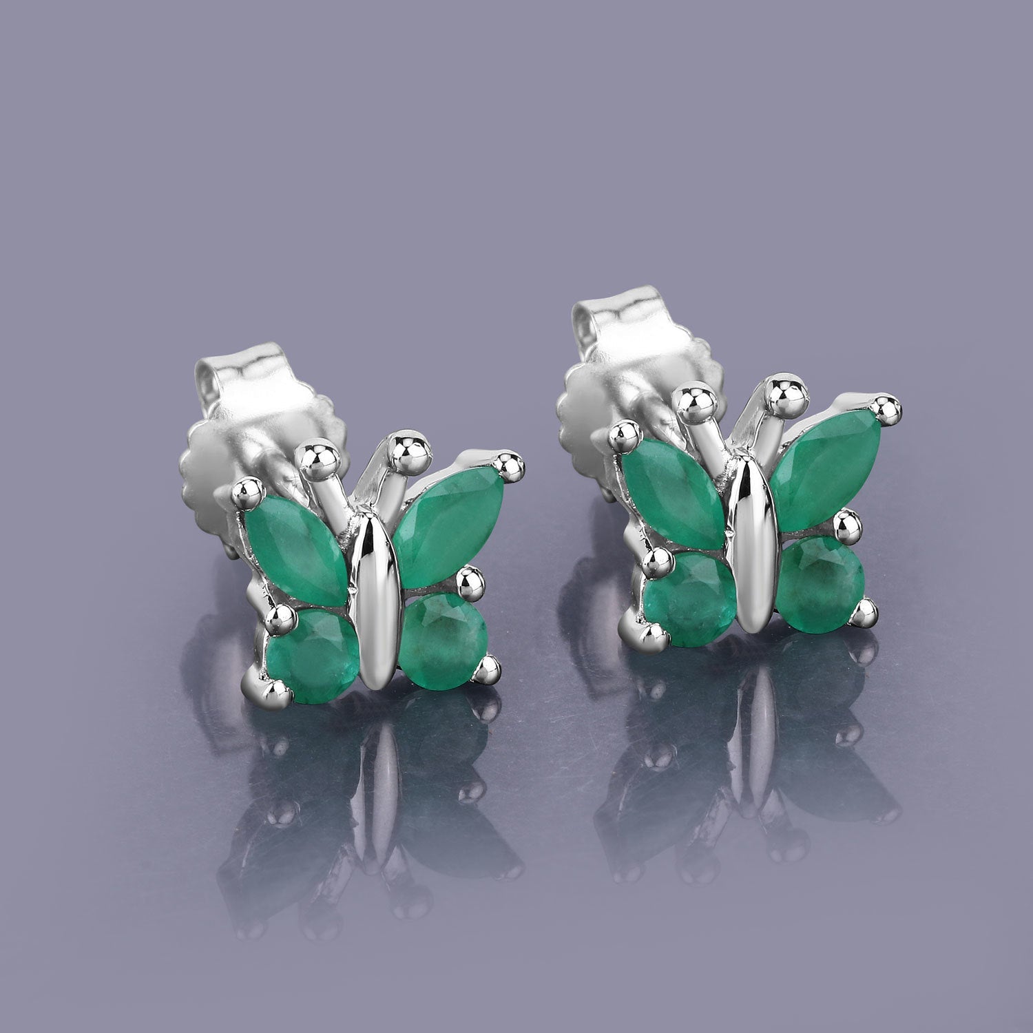 0.88 Carat Genuine Emerald .925 Sterling Silver Earrings on sale at MyriadMart