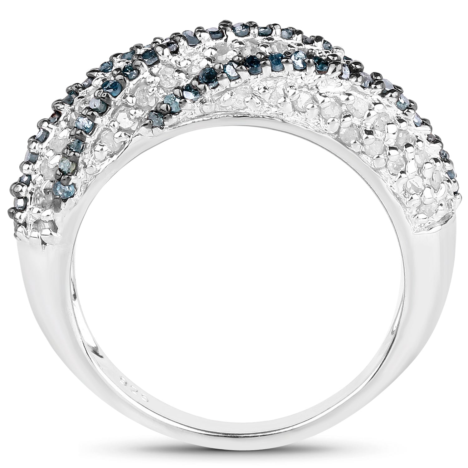 1.25 Carat Genuine Blue Diamond & White Diamond .925 Sterling Silver Ring on sale at MyriadMart