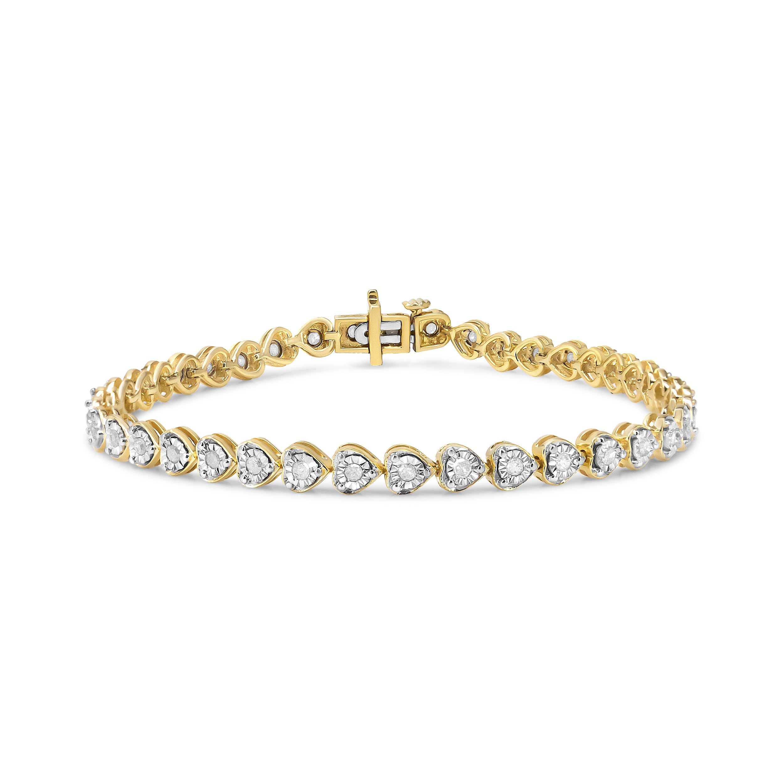 .925 Sterling Silver 1.0 Cttw Miracle Set Diamond Heart-Link 7" Tennis Bracelet I-J Color, I2-I3 Clarity on sale at MyriadMart