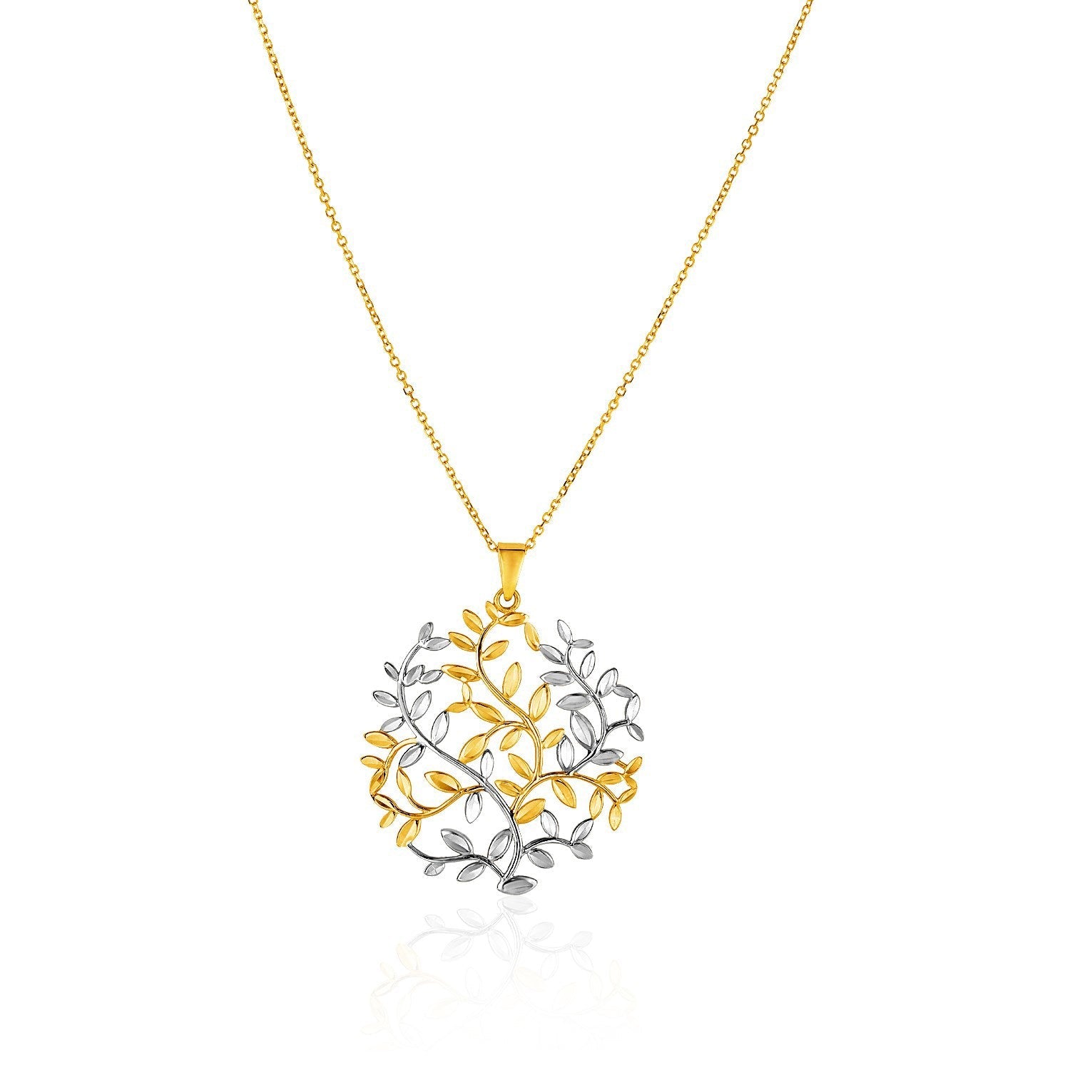 14k Two-Tone Yellow and White Gold Tree of Life Pendant on sale at MyriadMart