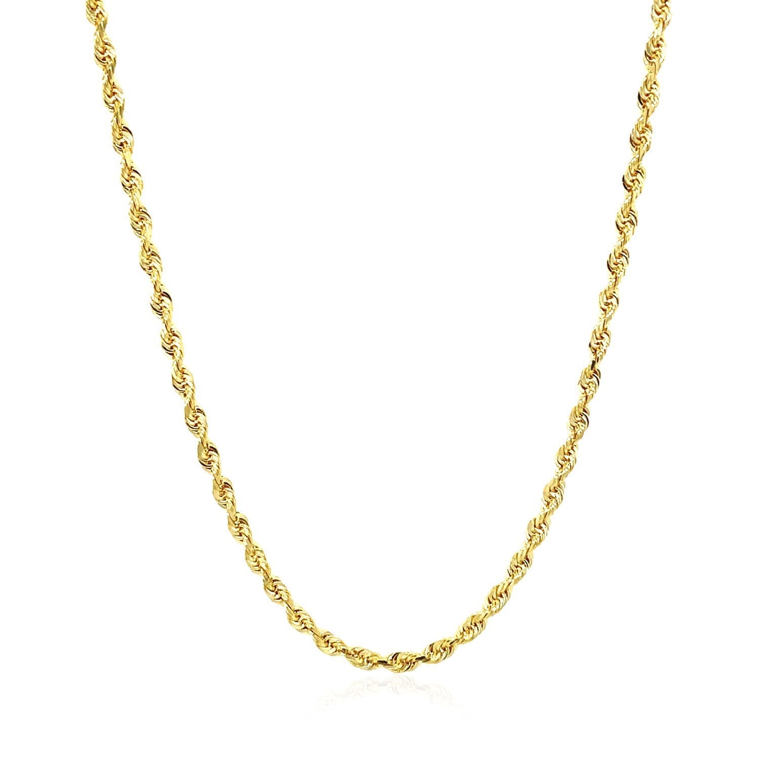 2.5mm 14k Yellow Gold Solid Diamond Cut Rope Chain on sale at MyriadMart