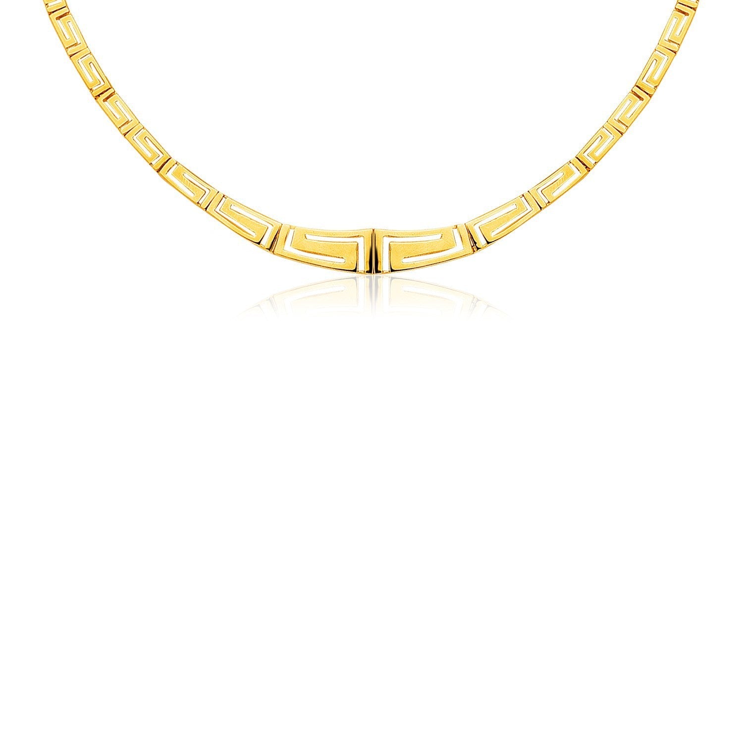 14K Yellow Gold Necklace with Graduated Greek Meander Motif Links on sale at MyriadMart