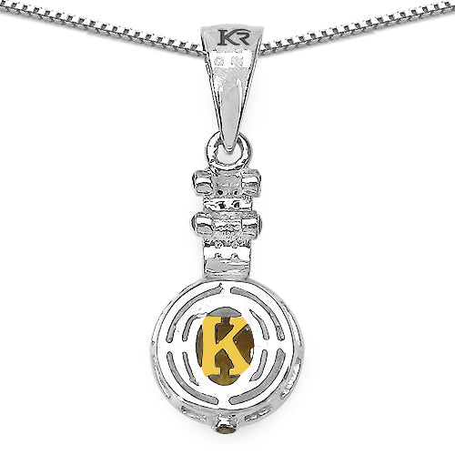 1.00 Carat Genuine Citrine, Champagne Diamond & White Diamond .925 Sterling Silver Pendant on sale at MyriadMart