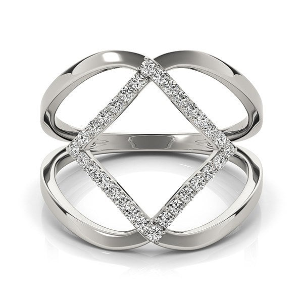 14k White Gold Interlaced Design Diamond Ring 1/5 cttw on sale at MyriadMart