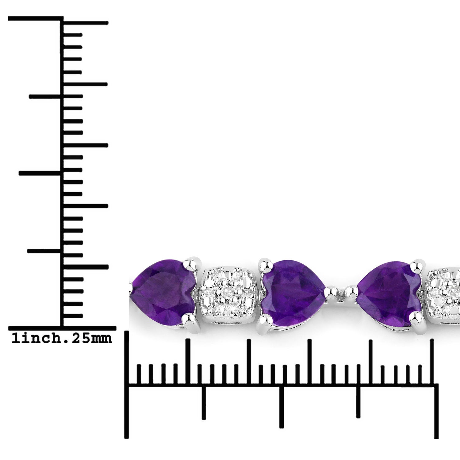 9.56 Carat Genuine Amethyst and White Diamond .925 Sterling Silver Bracelet on sale at MyriadMart