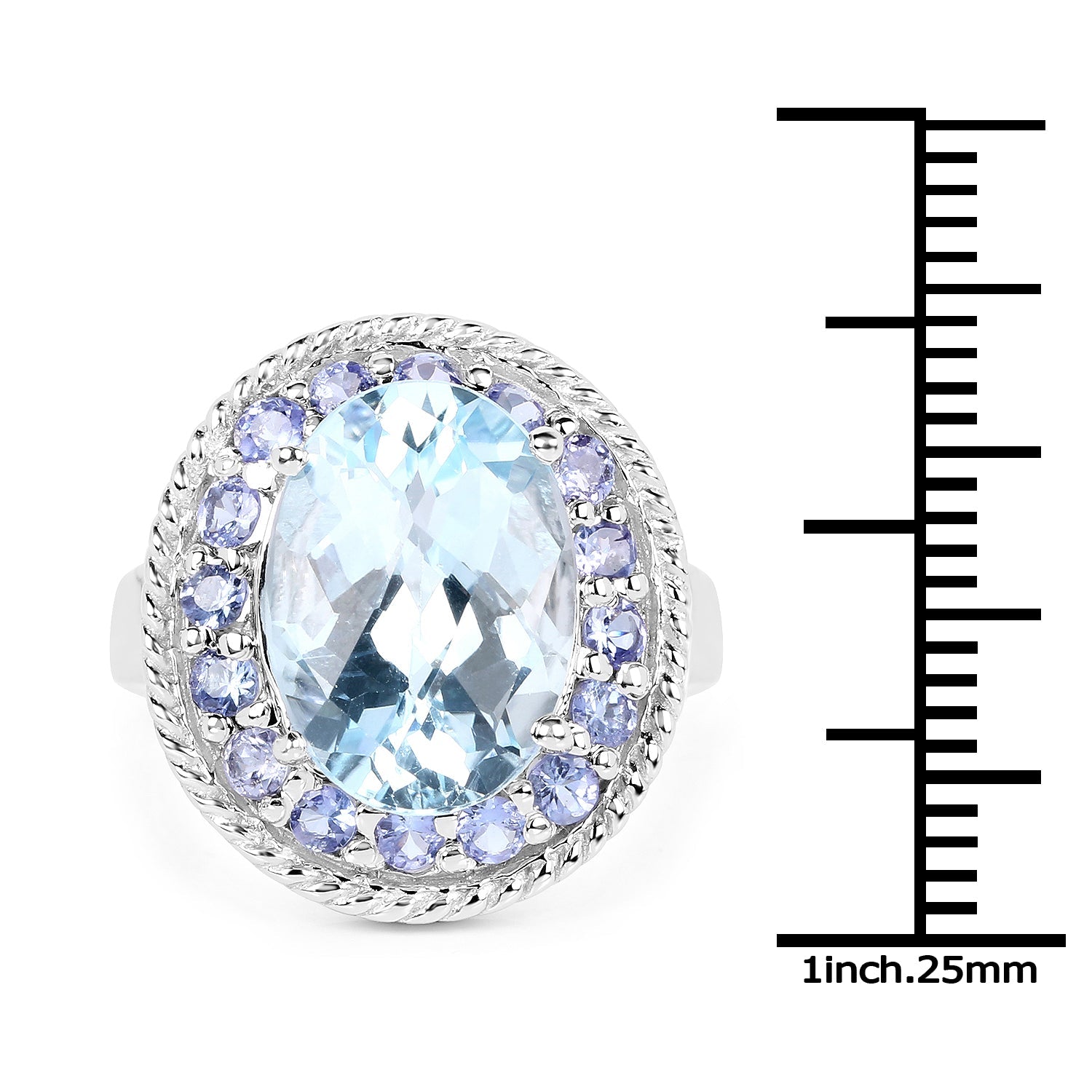 7.41 Carat Genuine Blue Topaz and Tanzanite .925 Sterling Silver Ring on sale at MyriadMart