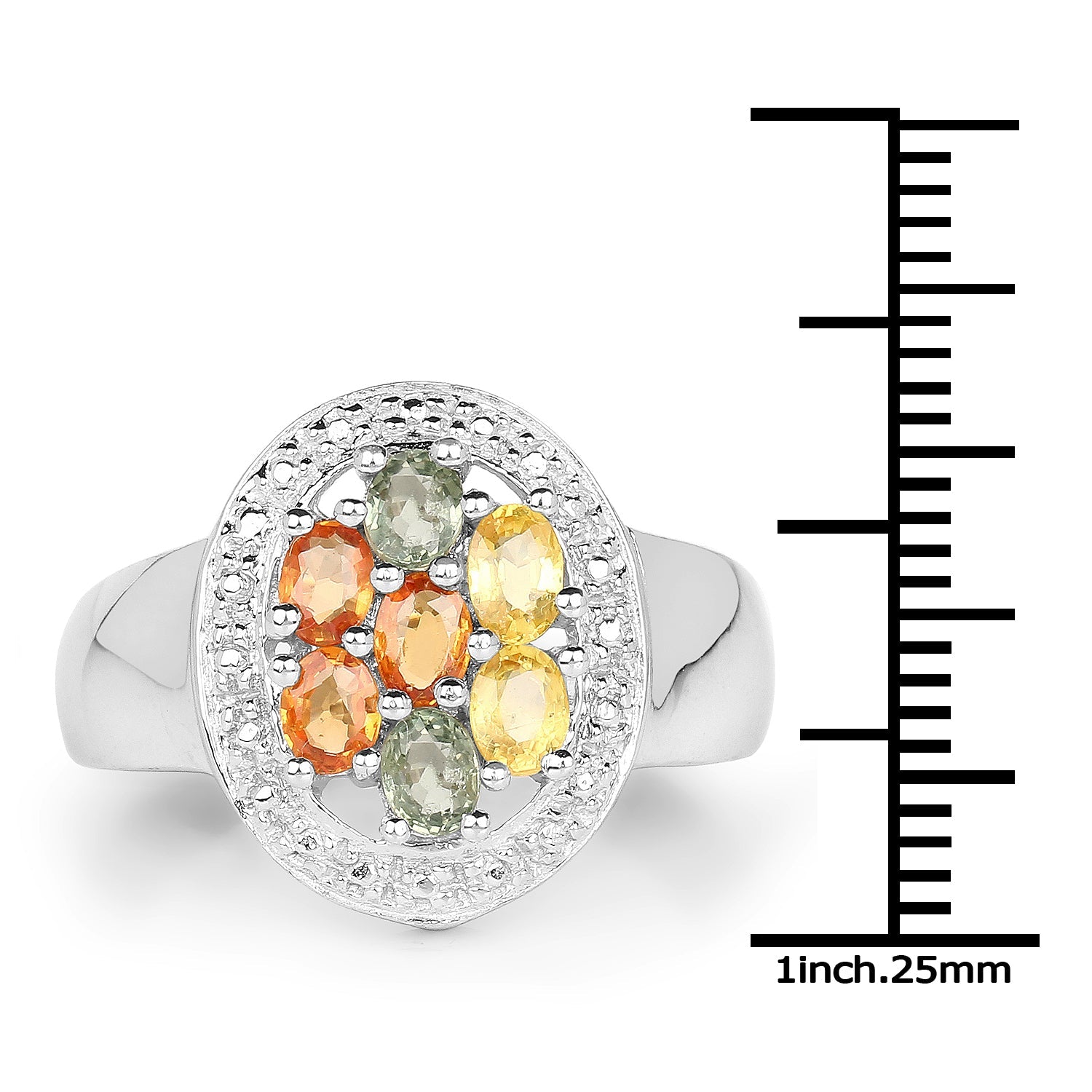 1.54 Carat Genuine Multi Sapphire .925 Sterling Silver Ring on sale at MyriadMart