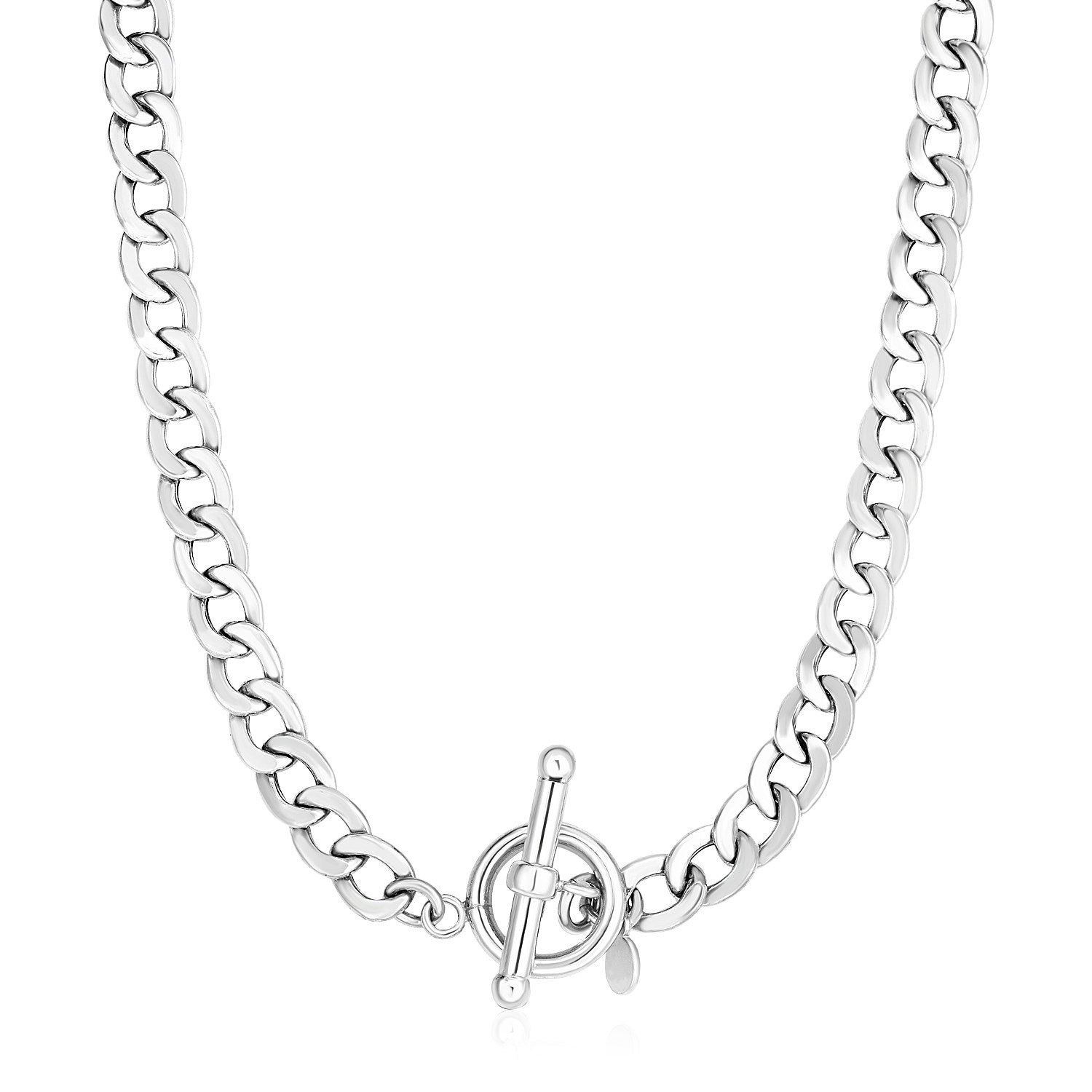 Sterling Silver Polished Wide Link Toggle Necklace on sale at MyriadMart