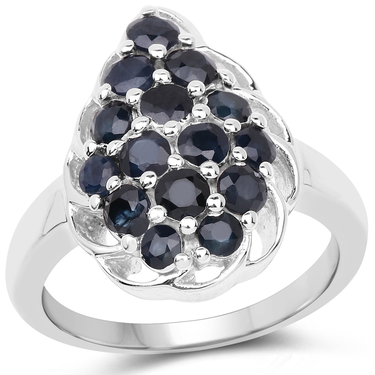 1.62 Carat Genuine Blue Sapphire .925 Sterling Silver Ring on sale at MyriadMart