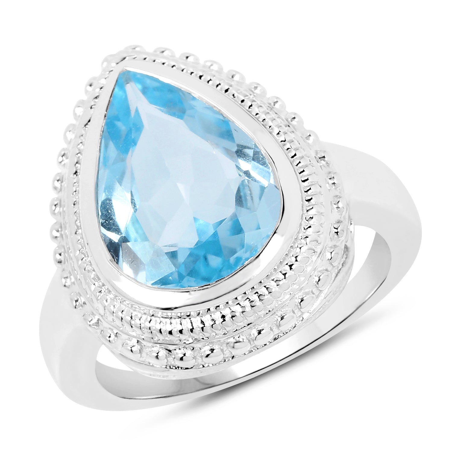 5.30 Carat Genuine Blue Topaz .925 Sterling Silver Ring on sale at MyriadMart