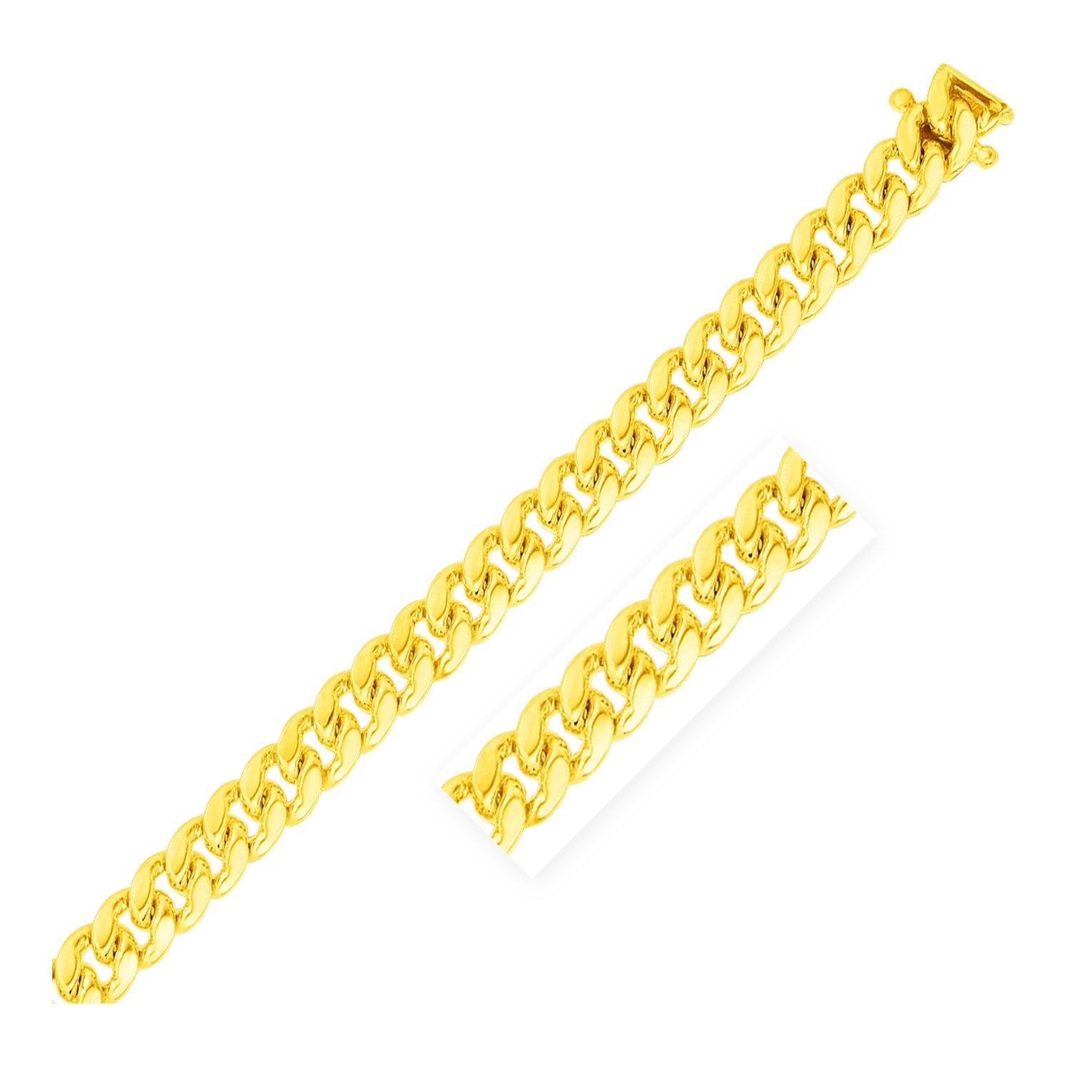 8.25mm 14k Yellow Gold Classic Miami Cuban Solid Chain on sale at MyriadMart