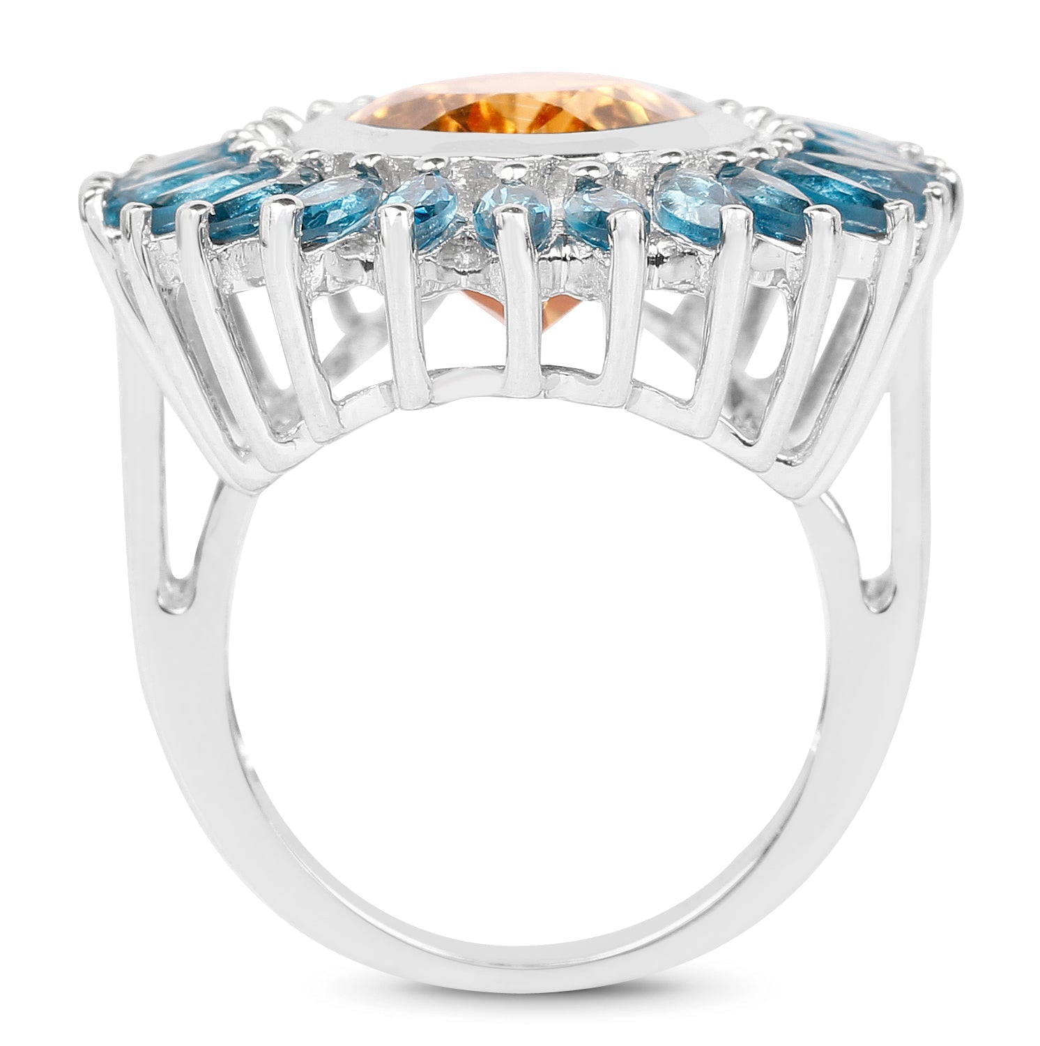 7.54 Carat Genuine Citrine & London Blue Topaz .925 Sterling Silver Ring on sale at MyriadMart