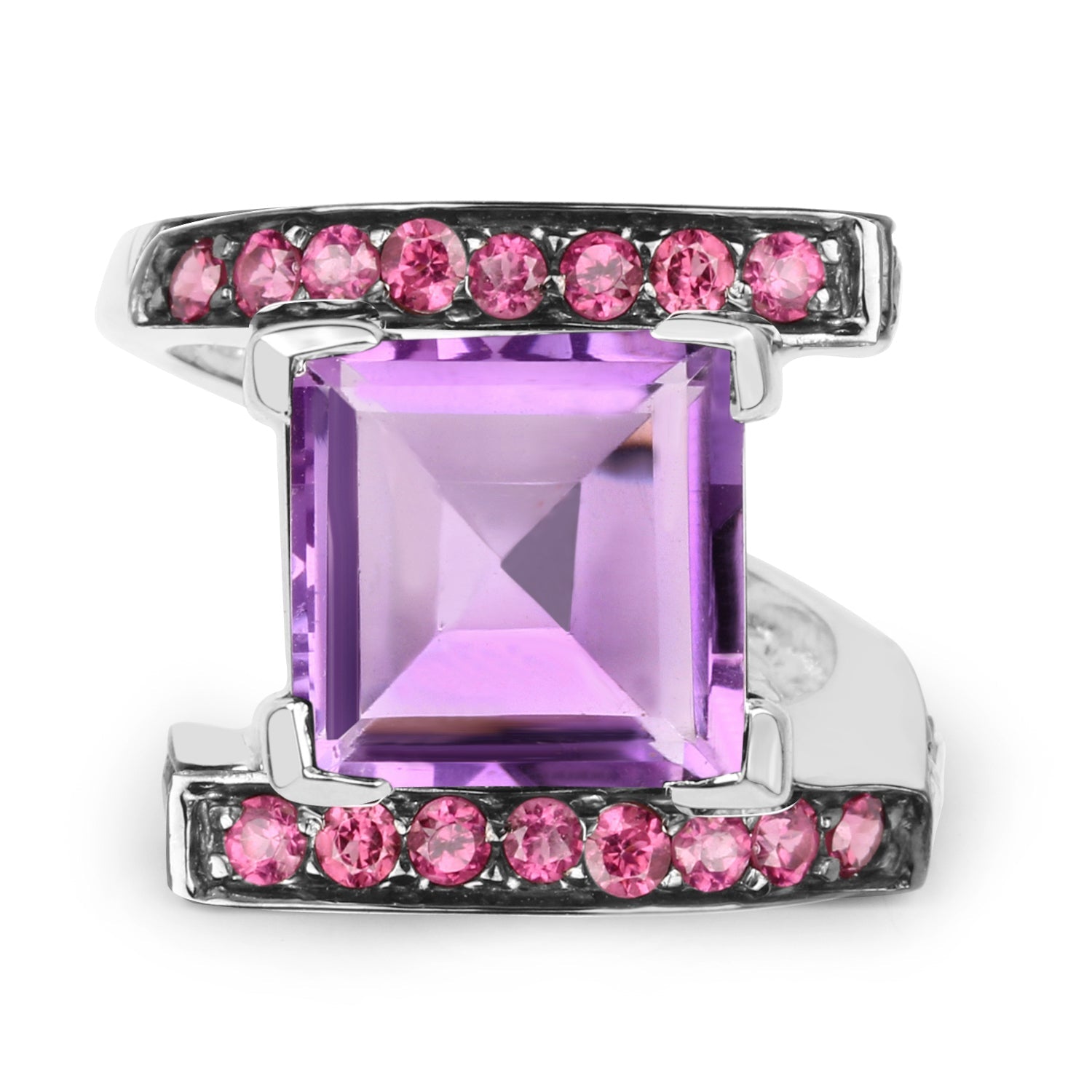 6.90 Carat Genuine Amethyst and Rhodolite .925 Sterling Silver Ring on sale at MyriadMart