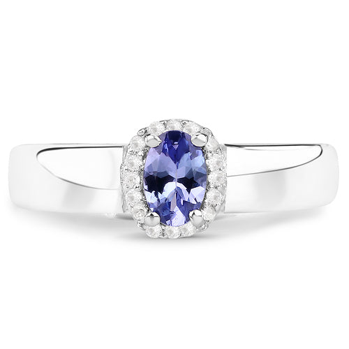 0.54 Carat Genuine Tanzanite and White Zircon .925 Sterling Silver Ring on sale at MyriadMart