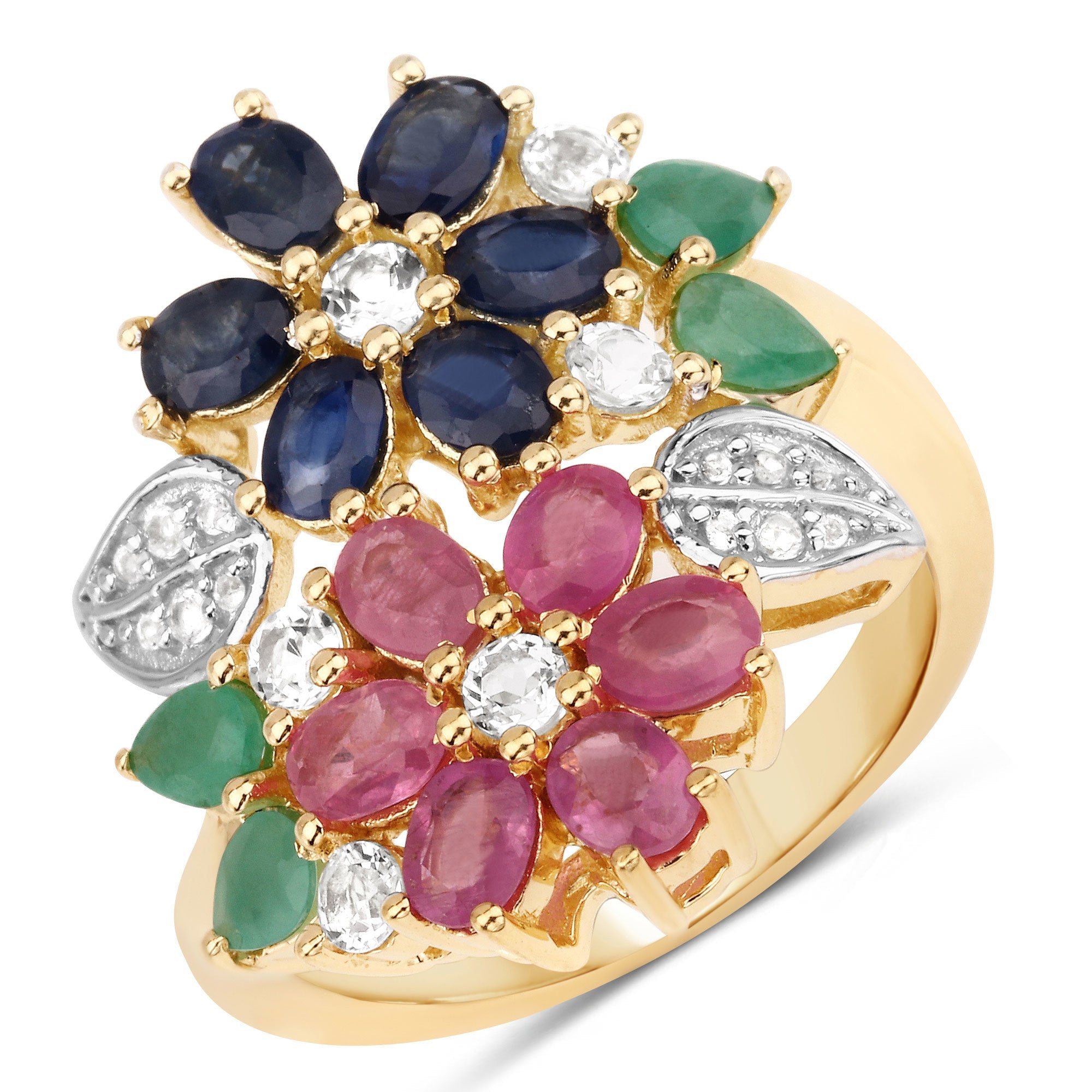 3.65 Carat Genuine Multi Stones .925 Sterling Silver Ring on sale at MyriadMart