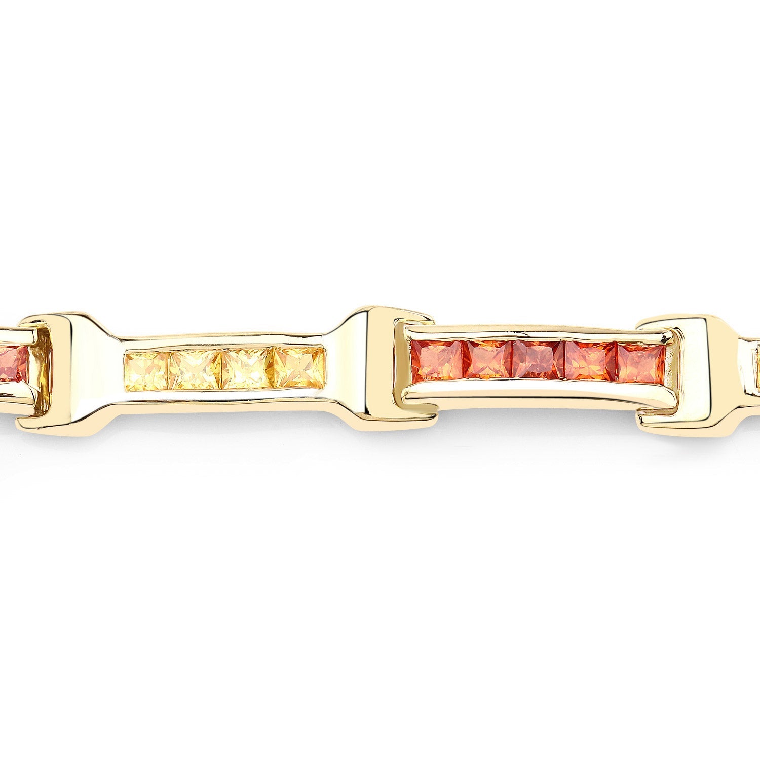 6.48 Carat Genuine Orange Sapphire and Yellow Sapphire .925 Sterling Silver Bracelet on sale at MyriadMart